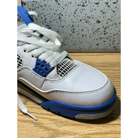 Nike Air Jordan 4 Retro Mid Motorsports 308497-117 Mens SZ 10 White Blue Sneaker - Picture 11 of 12